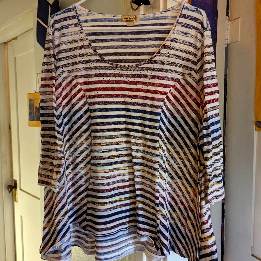 Fun Long Sleeved Striped Shirt with small bedazzles!